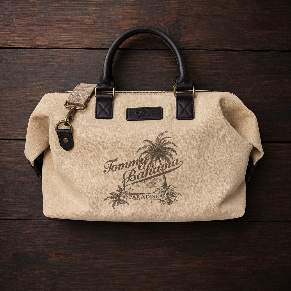 Tommy Bahama  Beige Duffle Bag Detachable Crossbody